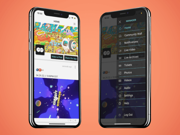 mockup featuring two iphones x floating against a solid color background 28764 5 FanCircles Bridges The NFT Community App Gap Between Web2 and Web3.