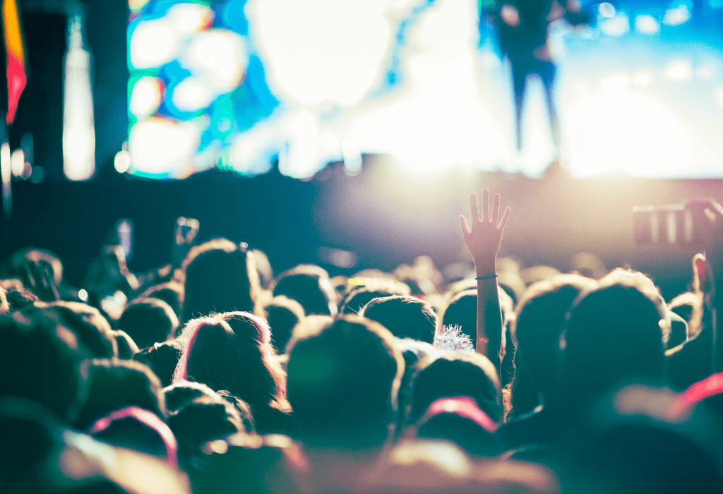 Crowd engaging at a live event, representing audience engagement and real world attention in influencer campaigns