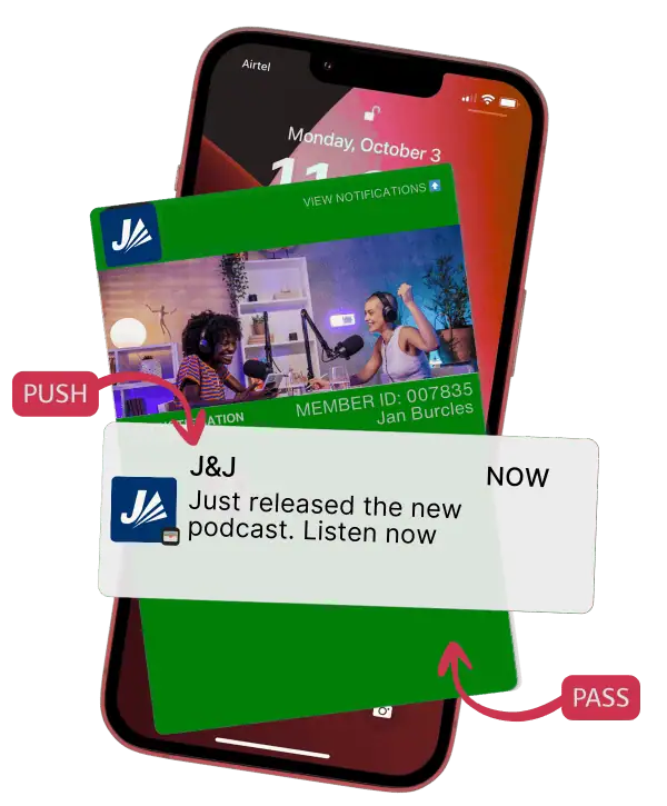 Podcaster notifications and wallet pass