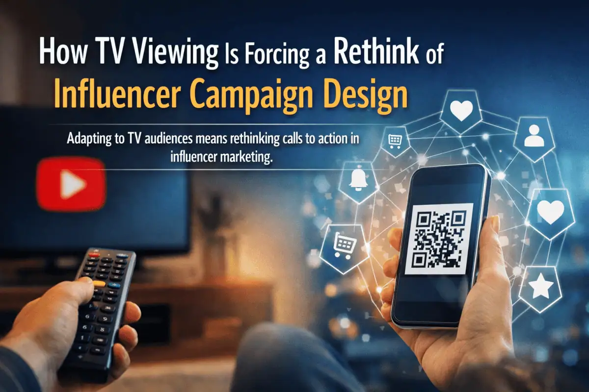 Illustration highlighting how TV viewing is forcing influencer campaign design to change from click based actions to QR code engagement
